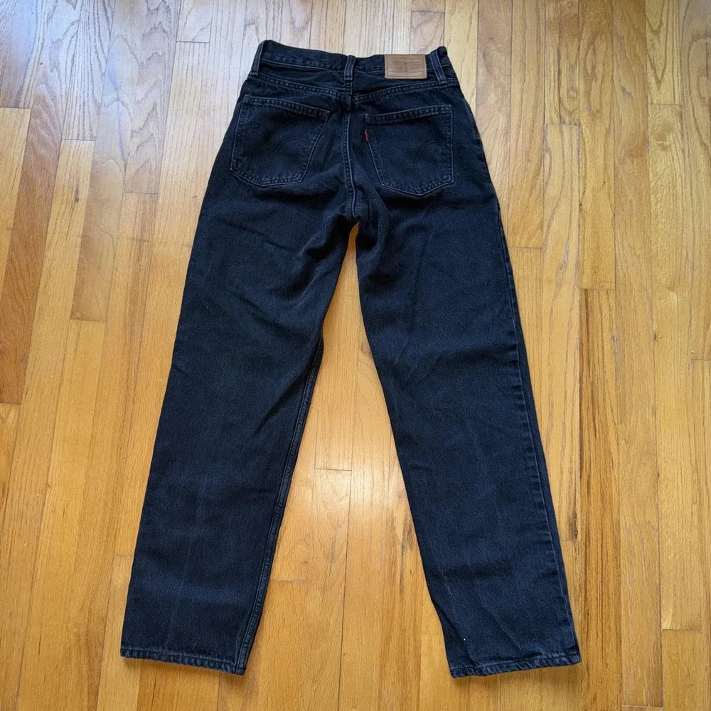 Levis Premium Dad Jeans 24 Black‎ High Rise Relaxed Straight Leg Womens Denim